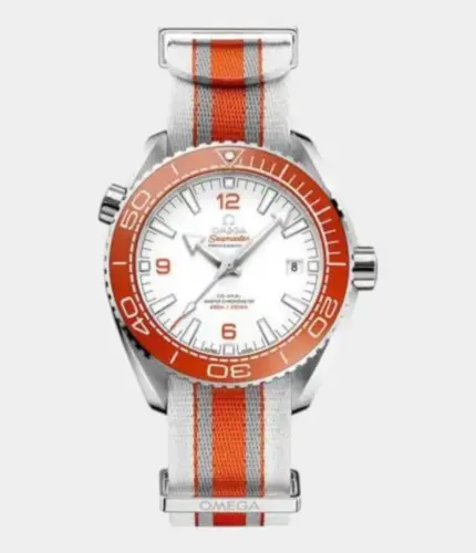 Omega Seamaster Planet Ocean 44mm White Dial Orange Bezel NATO Strap Diver Watch Replik
