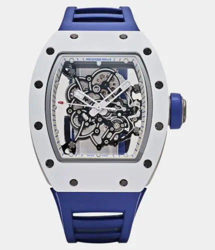 Richard Mille RM 055 Bubba Watson Japan Edition White Ceramic Titanium Blue Rubber Watch Replik