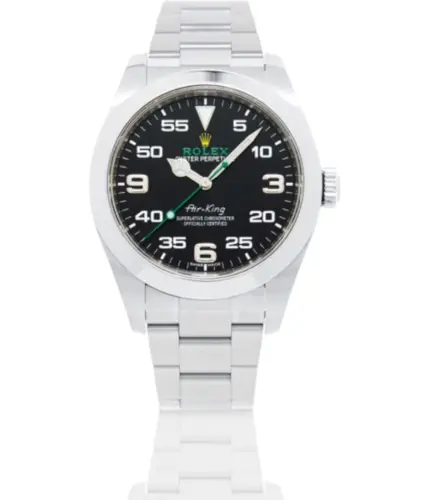 Rolex Air-King 116900 Oyster Perpetual Black Dial with Green Seconds Stainless Steel Watch Replik