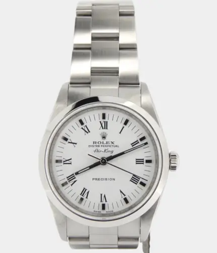Rolex Air King 14000M Mens Stainless Steel Watch White Dial Black Roman Oyster Replik