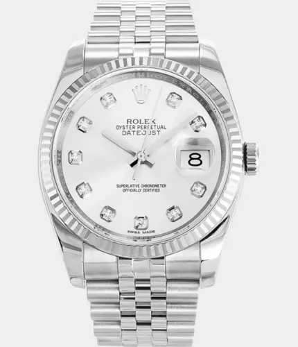 Rolex Datejust 116234 White Dial Stainless Steel & White Gold Fluted Bezel Watch Replik