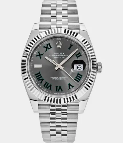Rolex Datejust 126334 Rhodium Wimbledon Dial Fluted Bezel with Jubilee Bracelet Stainless Steel & White Gold Watch Replik