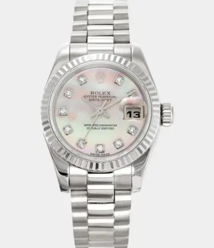 Rolex Datejust 179179 White Mother of Pearl Dial Solid White Gold Watch Replik