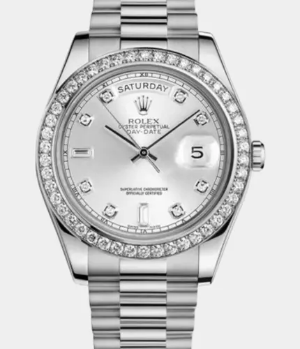 Rolex Day-Date 118346 Silver Dial Watch Replik