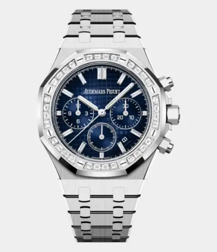 Audemars Piguet Royal Oak Chronograph White Gold Diamond Bezel Smoked-Blue Dial Replik