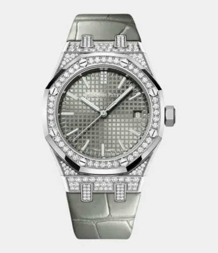 Audemars Piguet Royal Oak Diamond Bezel Diamond and White Gold Case Green Dial Replik