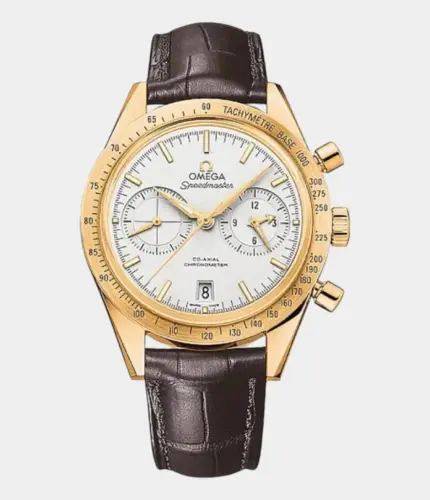 Omega Speedmaster ’57 41.5mm Watch - White Dial, Brown Alligator Leather Bracelet Replik