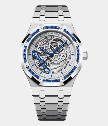 Audemars Piguet Royal Oak Double Balance Wheel Openworked White Gold Sapphire Bezel Japan Edition Replik