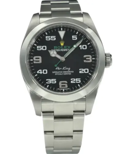 Rolex Air-King 116900 Oyster Perpetual Black Dial with Green Accents and Arabic Numerals Stainless Steel Watch Replik