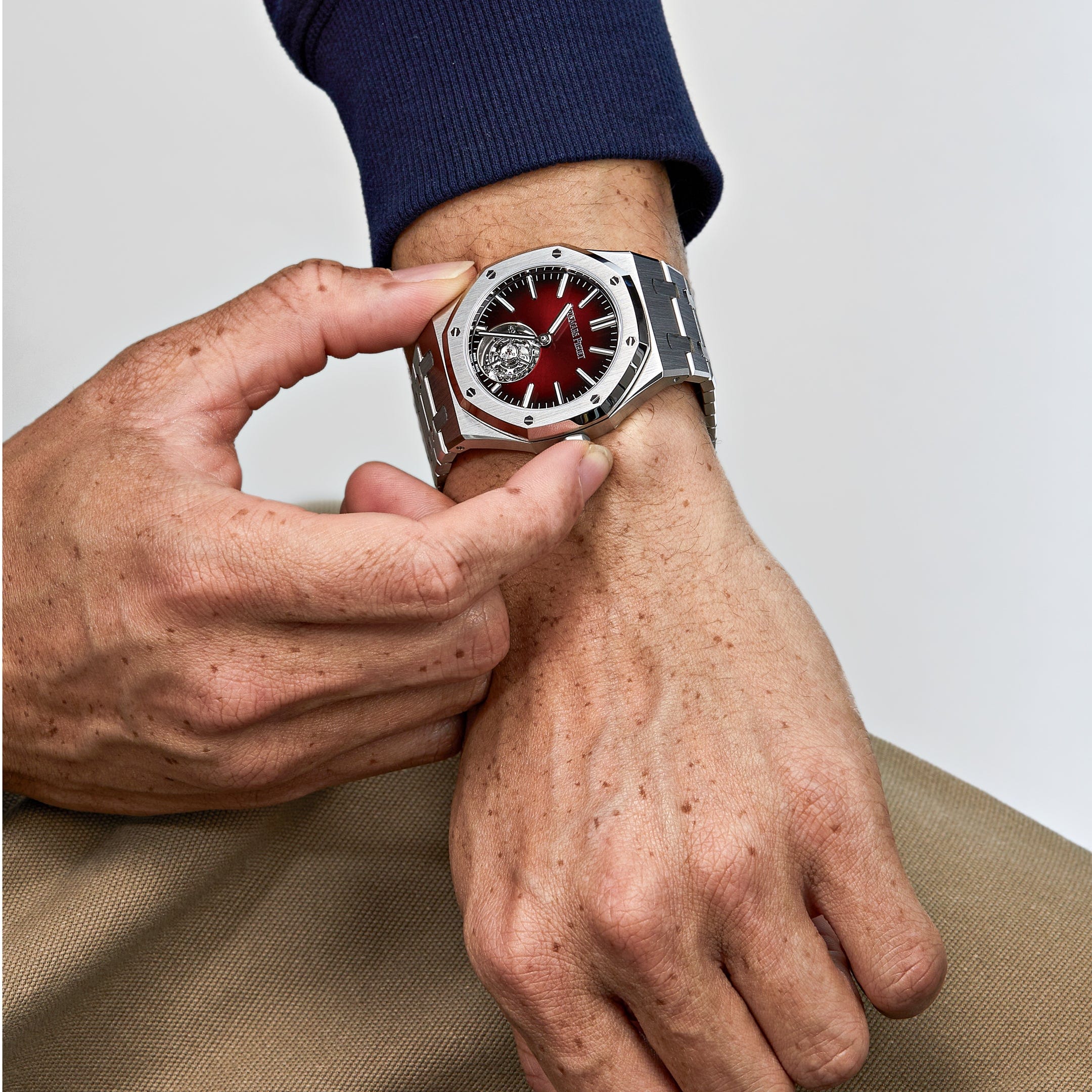 Audemars Piguet Royal Oak Selfwinding Flying Tourbillon Red Burgundy Stainless Steel Replik