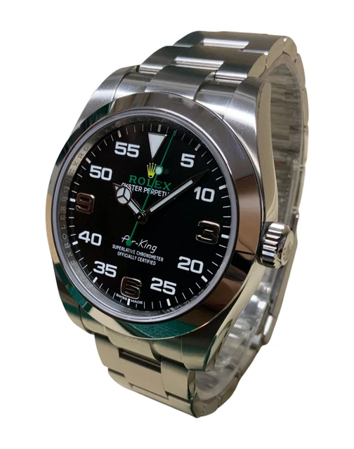 Rolex Air-King 116900 Oyster Perpetual Black Dial with Green Seconds Hand